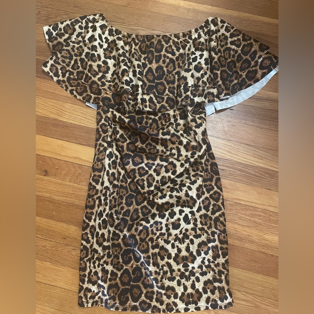 Leopard Off the Shoulder Maternity Dress